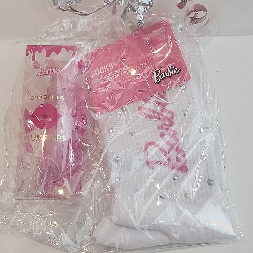 Barbie Rhinestone Socks & PLUM LIPS 2PC SET